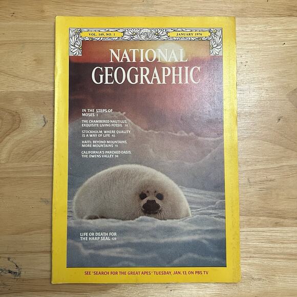 National Geographic Other - Vintage National Geographic January 1976 Moses Stockholm Haiti Owens Valley Seal
